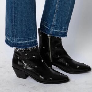 Zadig & Voltaire Black Ankle Boots with Silver Stars NWT